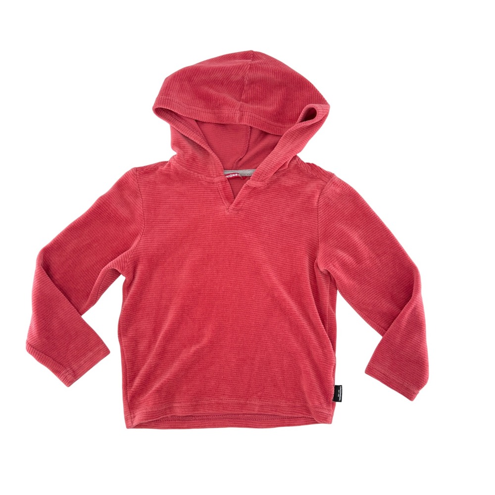 Unionbay Kids Coral Red Corduroy V-Neck‎ Hoodie Sweatshirt Size XS 5 6